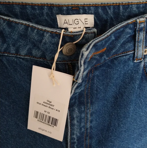 NWT ALIGNE Gigi High Rise Mid Wash Straight Leg Jeans